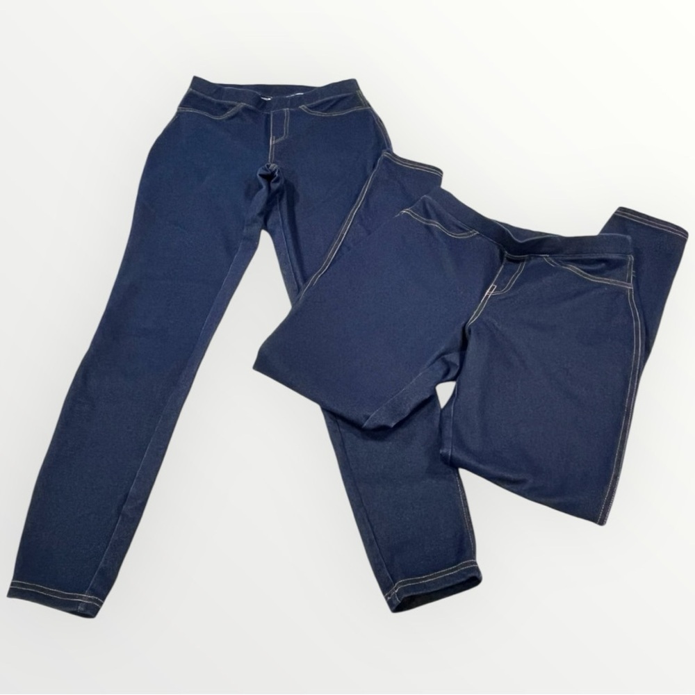 Lot/2 NWOT No Nonsense Stretchy Mid-Rise Leggings Denim Jeans
